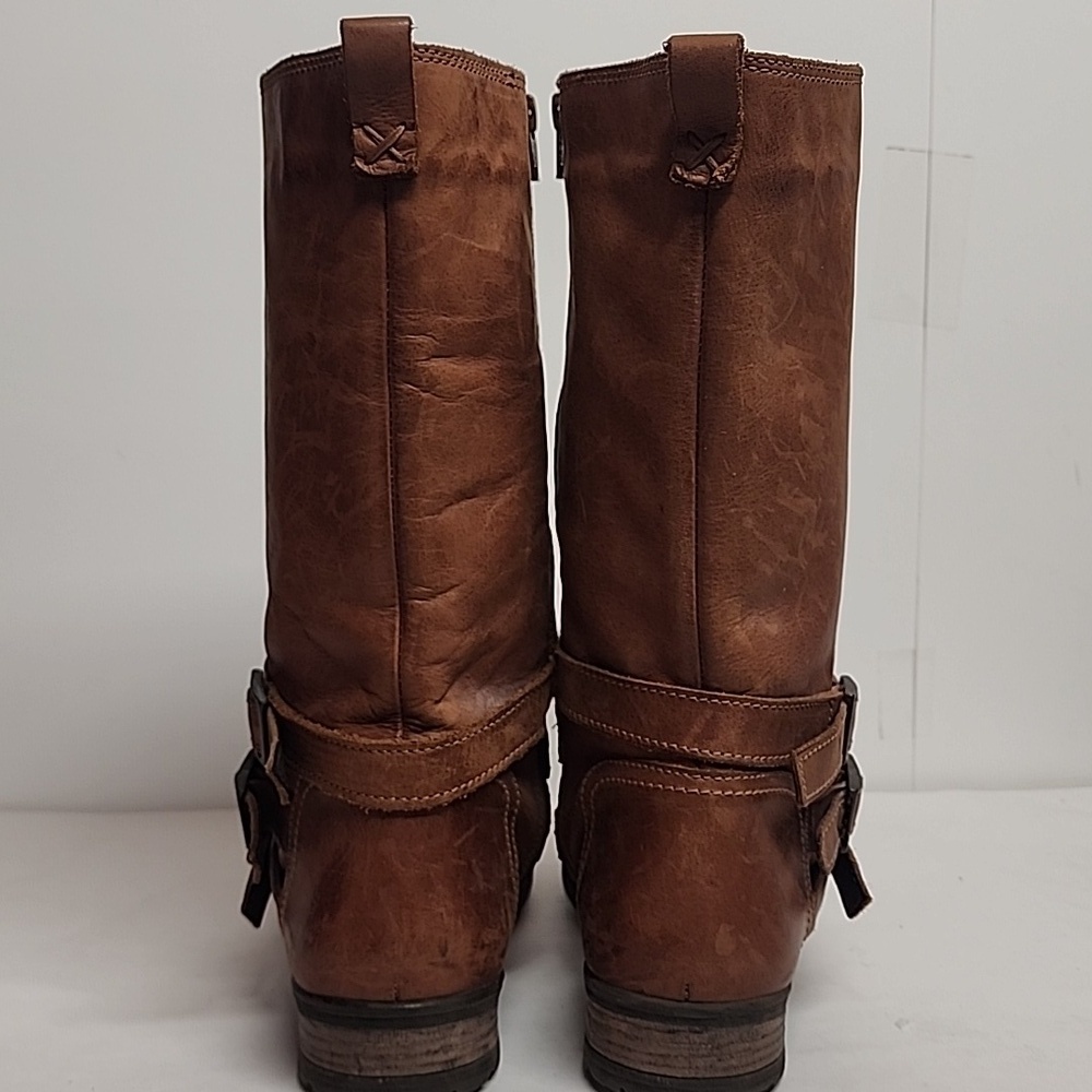 Eric Michael Sienna Tan Leather Moto Biker Combat Western Boots Sz42EU US11L/9M - Picture 7 of 16
